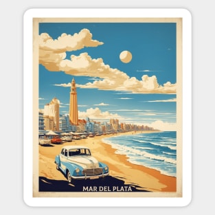 Beaches of Mar del Plata Argentina Vintage Tourism Poster Sticker